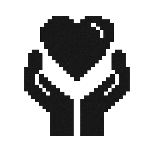 Charity Pixel Logo - Pixel art hands holding a heart